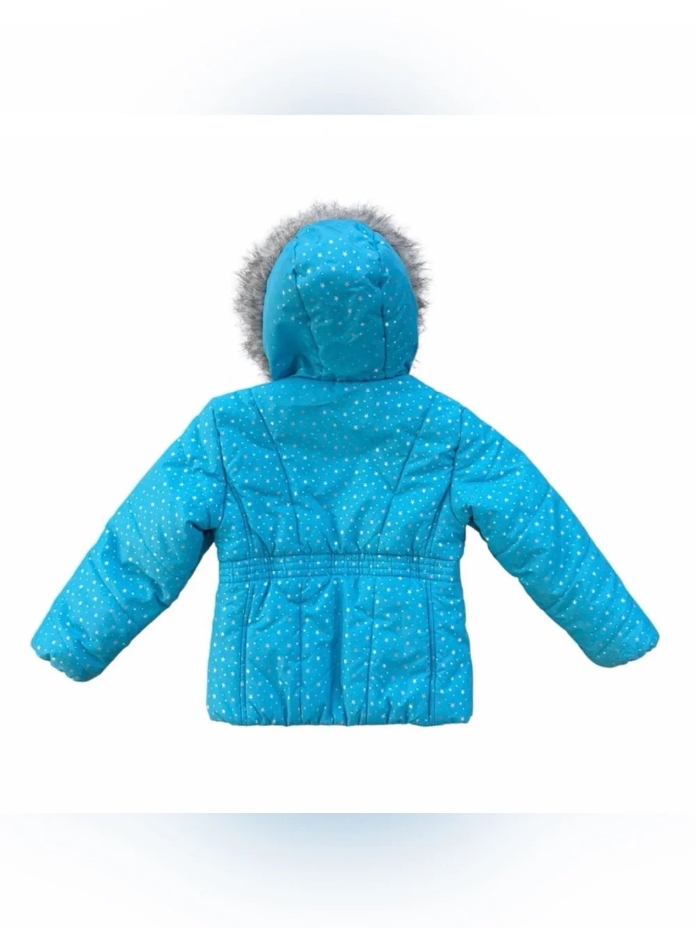 Rothschild Light Blue Starry Winter Jacket with Faux Fur Hood ~ Girls 4